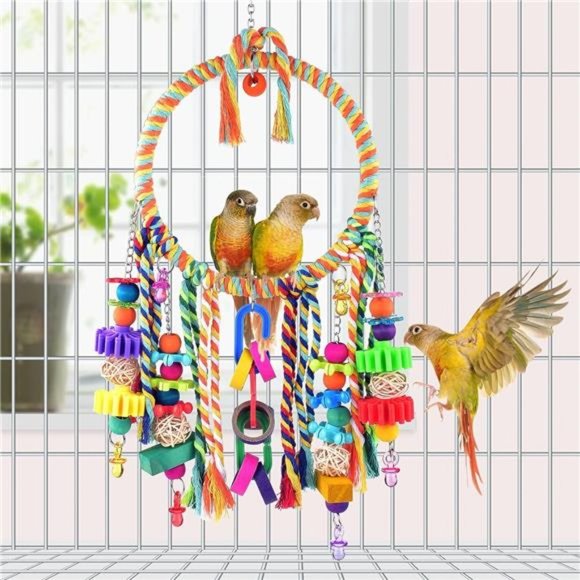 Bird Toys, Bird Swing Toy Bird Perch with Colorful Chewing Toys, Lovebirds - Picture 6 of 6